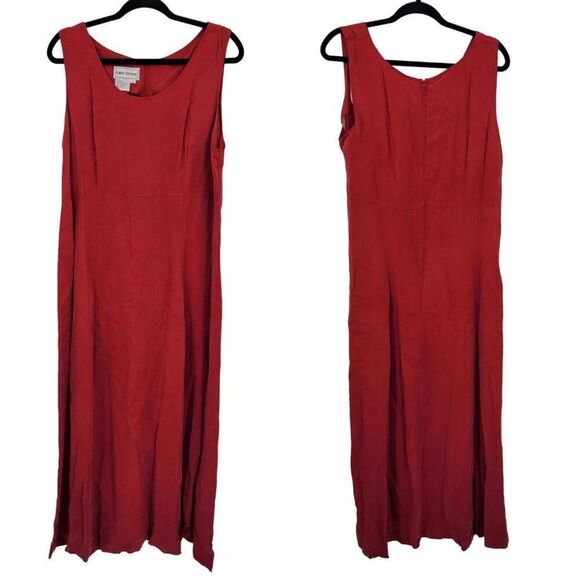 Karin Stevens Red Sleeveless Modest Maxi Dress 16 2pc Set Pleated Button Jacket - Picture 2 of 15